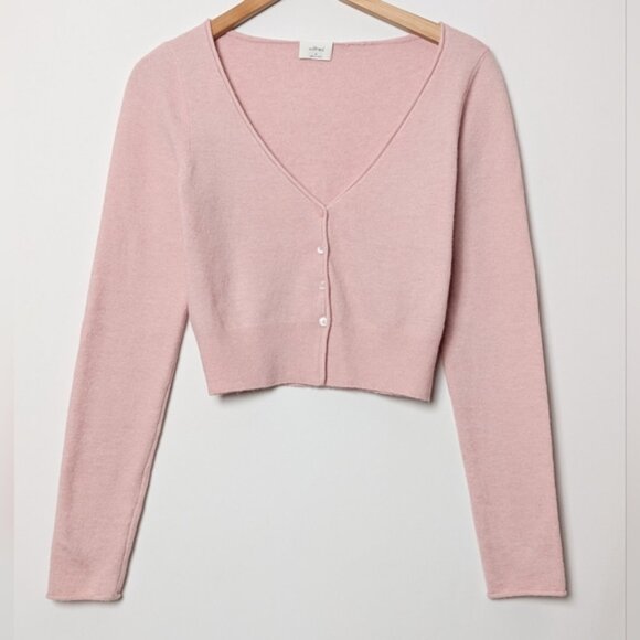 WILFRED Santorini Cardigan Sweater Cashmere Wool Dawn Pink M Medium Aritzia - Picture 9 of 16